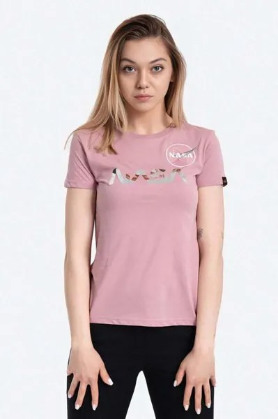 Хлопковая футболка NASA PM Alpha Industries, розовый