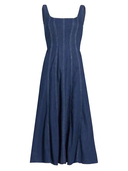 Джинсовое платье миди без рукавов Amory Reformation, цвет caspian