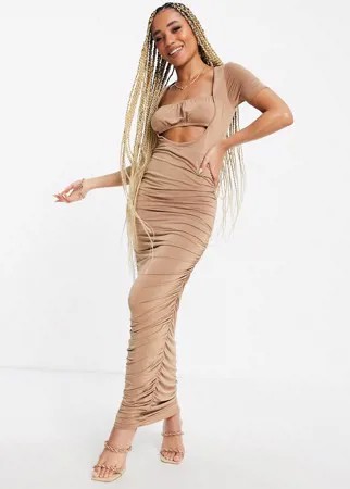 Платье макси со сборками и вырезом Public Desire-Белый
