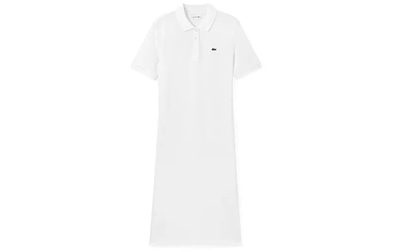 Платье с короткими рукавами женское белое Lacoste