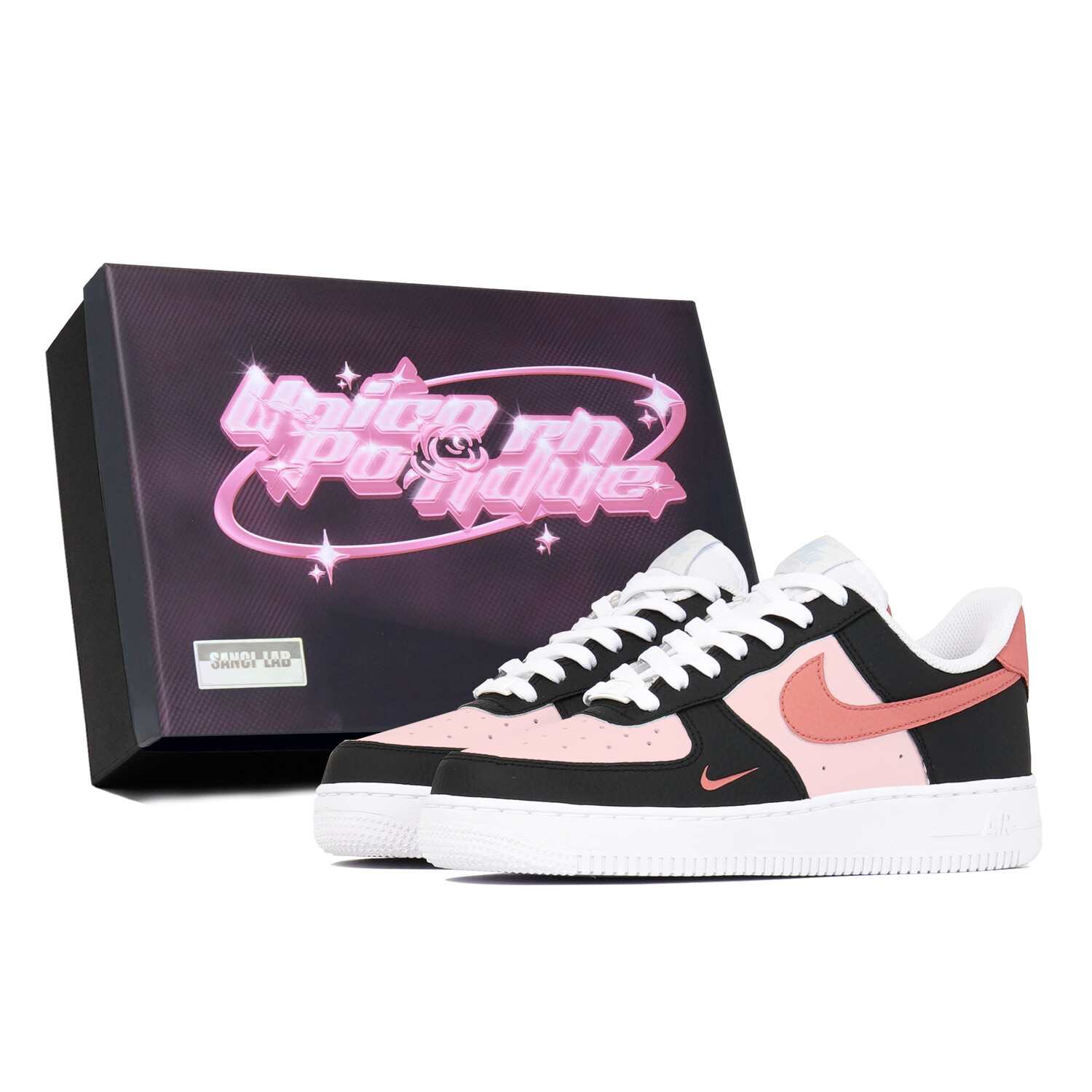 Кроссовки Nike Air Force 1 Skateboarding Shoes Women's Low-top White, черный/розовый