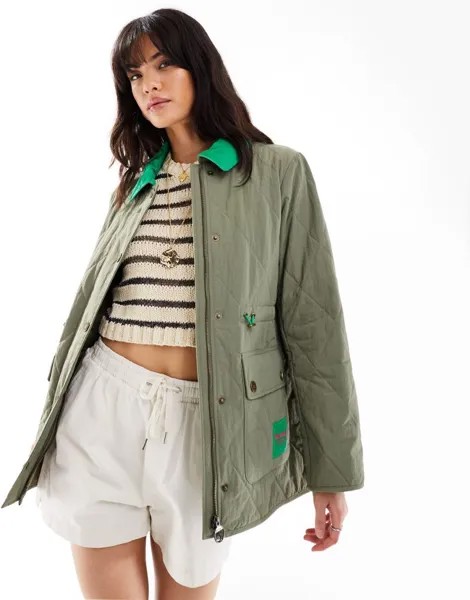 Barbour x ASOS – Kaz – Светло-оливковая стеганая куртка