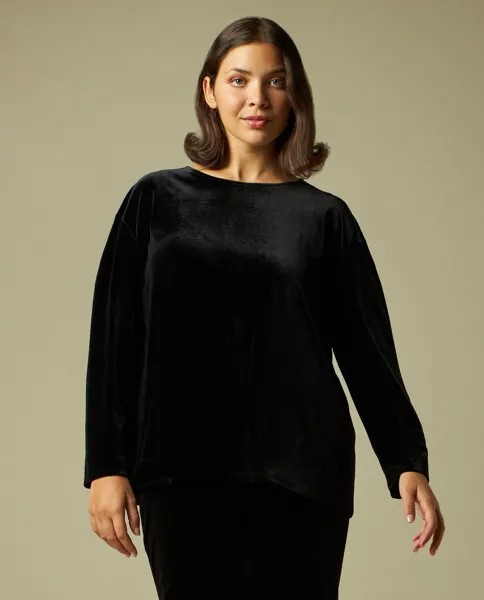 Женская бархатная футболка больших размеров, черный