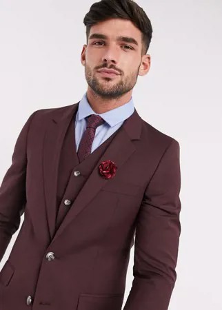 Приталенный бордовый пиджак ASOS DESIGN wedding-Красный
