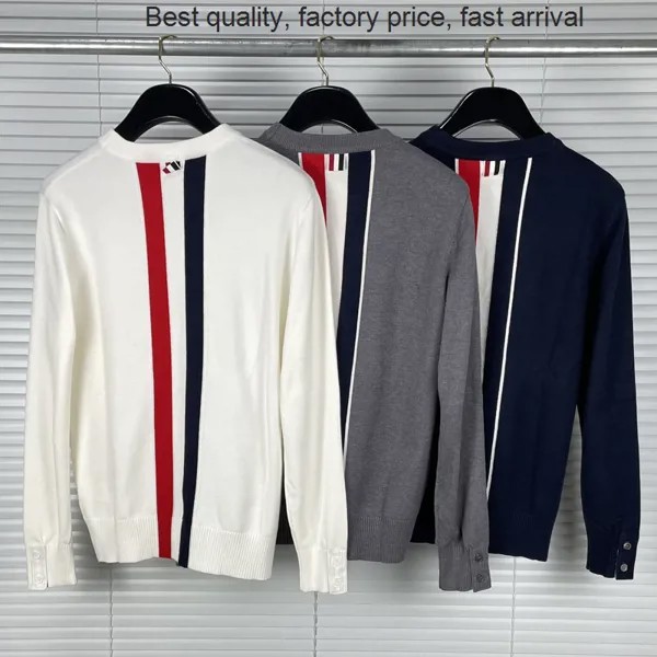 Высококачественный роскошный бренд 2023 модные брендовые свитера TB THOM мужские облегающие пуловеры с круглым вырезом одежда пэчворк хлопковые полосатые Au
