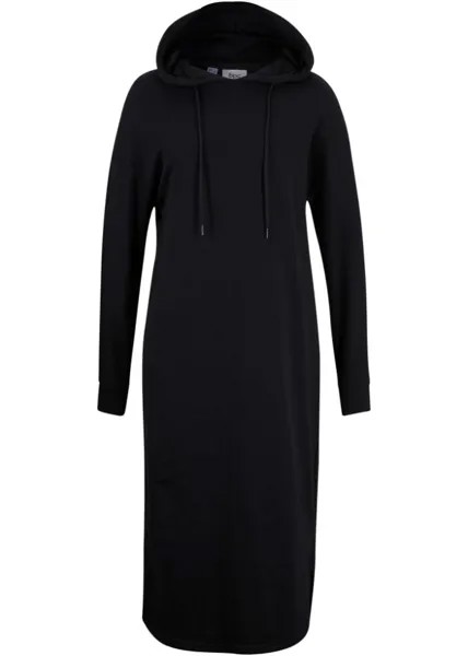 Платье-толстовка оверсайз с капюшоном Bpc Bonprix Collection, черный
