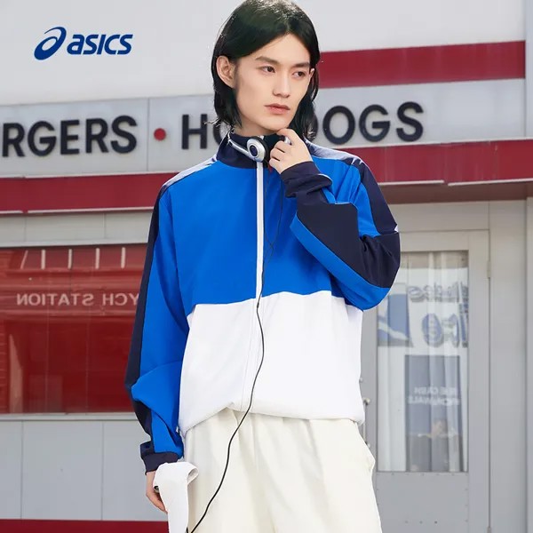 Спортивный пуловер Asics с воротником-стойкой, синий/белый