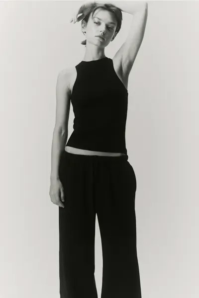 Широкие спортивные брюки H&M, черный