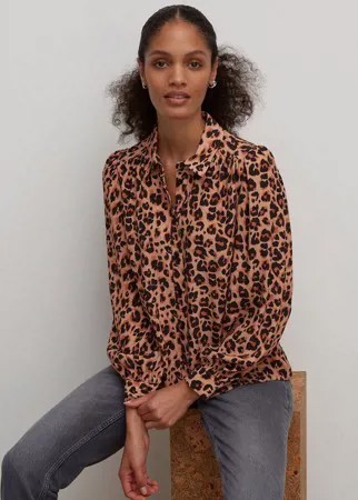 Блузка с длинными рукавами и леопардовым принтом Nobody's Child-Коричневый цвет
