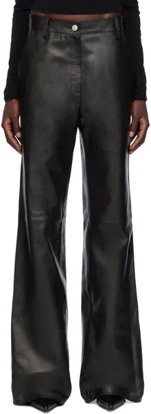 Черные кожаные брюки со вставками Magda Butrym