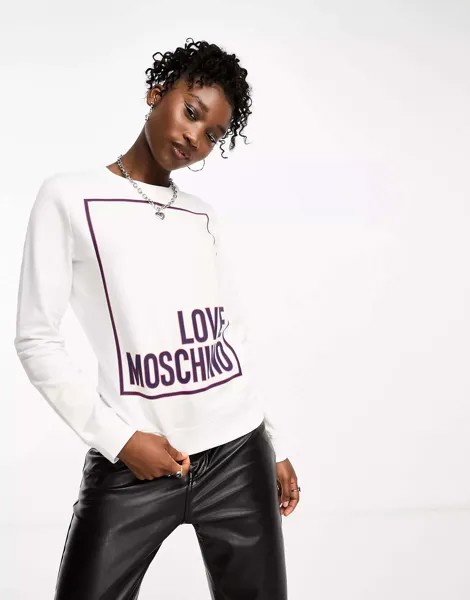 Белая толстовка с логотипом Love Moschino