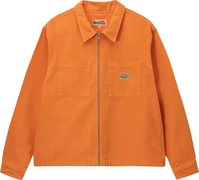 Рубашка Stussy Washed Canvas Zip Shirt 'Orange', оранжевый