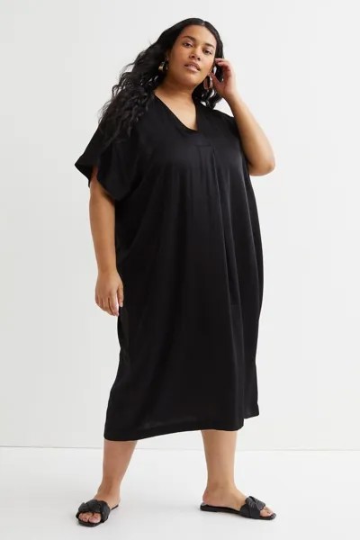 H&M+ платье-туника с V-образным вырезом, черный