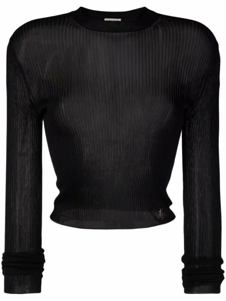 Saint Laurent джемпер в рубчик, черный