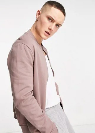Коричневый трикотажный бомбер ASOS DESIGN-Коричневый цвет