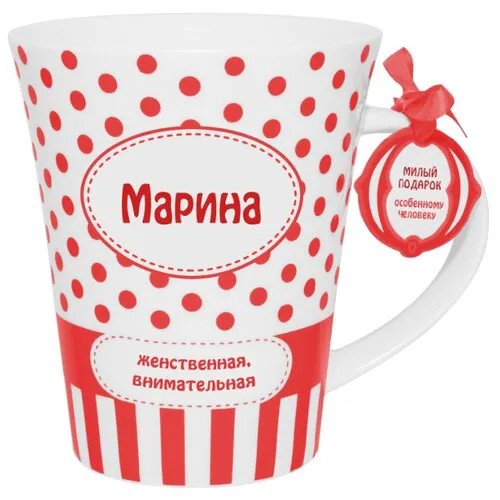 BE HAPPY Кружка Марина 350 мл белый/красный