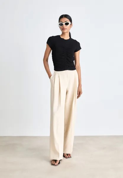 Базовая футболка LUX RUCHED SHORT SLEEVE DKNY, черный