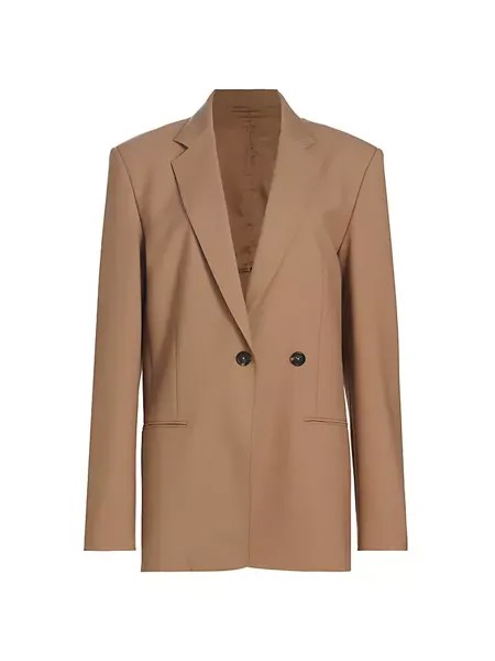 Двубортный пиджак из смесовой шерсти Helmut Lang, цвет dune