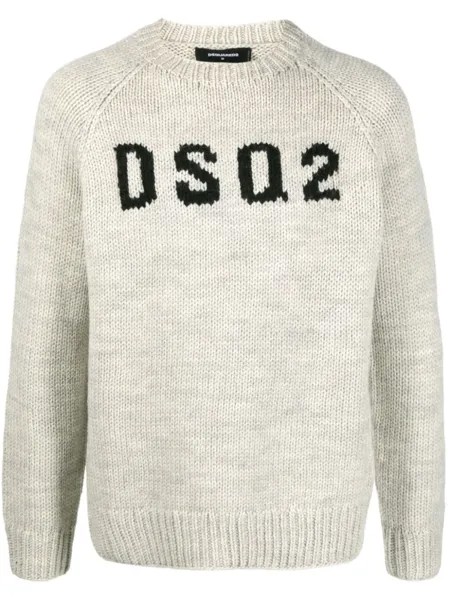 Dsquared2 шерстяной джемпер с логотипом, нейтральный цвет
