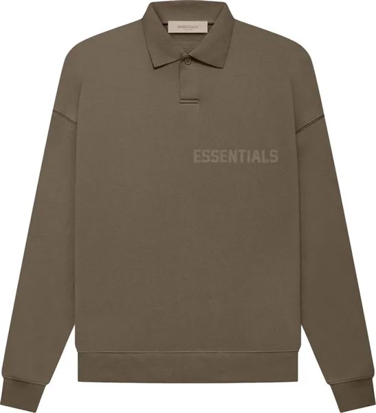 Лонгслив Fear of God Essentials Long-Sleeve Polo 'Wood', коричневый