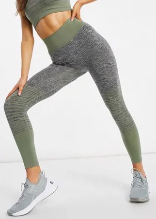 Серо-зеленые бесшовные леггинсы с эффектом омбре HIIT Kerenza-Серый