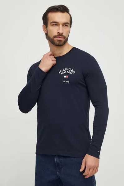 Лонгслив из хлопка Tommy Hilfiger, темно-синий
