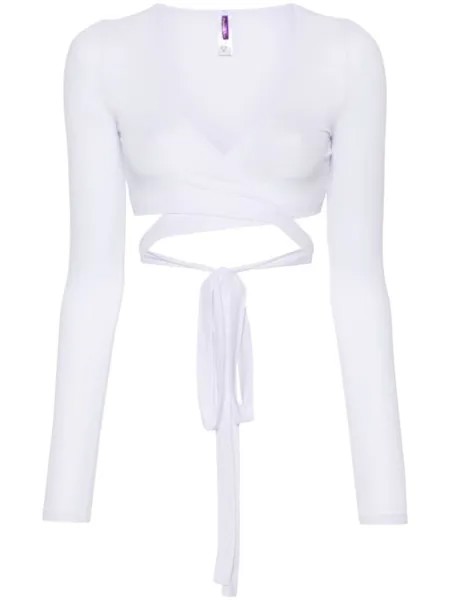 Maison Close блузка с запахом La Femme Amazone в рубчик, белый