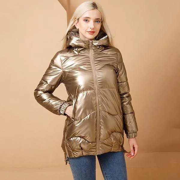 Новая зимняя длина хлопчатобумажная одежда женщины вниз яркий корейский свободный толстый пальто