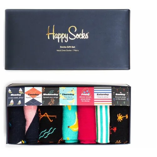 Носки  унисекс Happy Socks, 7 пар, фантазийные, размер 36-40, мультиколор