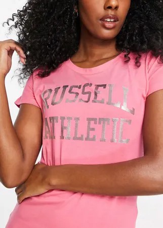 Розовая футболка с логотипом Russell Athletic-Розовый цвет