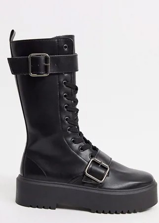 Черные ботинки для широкой стопы на массивной подошве ASOS DESIGN-Черный цвет