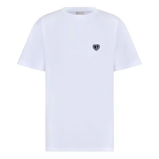 Футболка Men's DIOR SS22 Cotton Plain Weave Knit Material CD Heart Short Sleeve White T-Shirt, белый