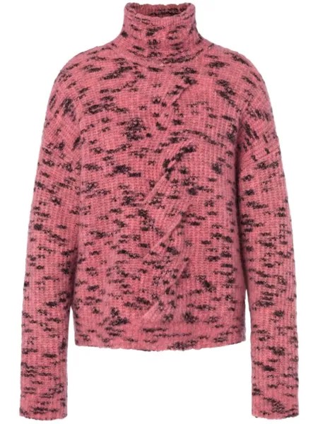 MOSCHINO JEANS джемпер фактурной вязки с высоким воротником, розовый