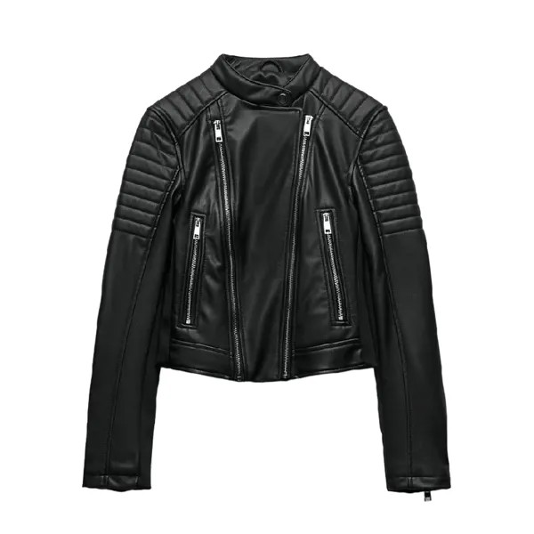 Кожаная куртка Zara, черный
