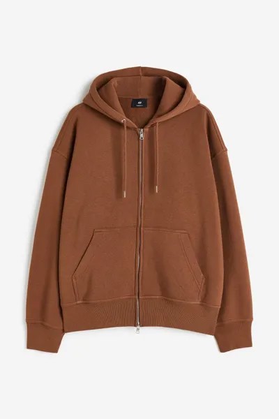 Худи на молнии оверсайз H&M, коричневый