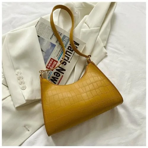 Женская сумка на плечо минималистичная жёлтая