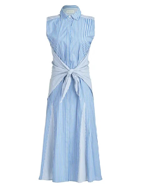 Платье-рубашка без рукавов Cari с завязками спереди Halston, синий