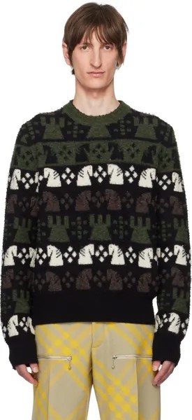 Зеленый и жаккардовый свитер Burberry