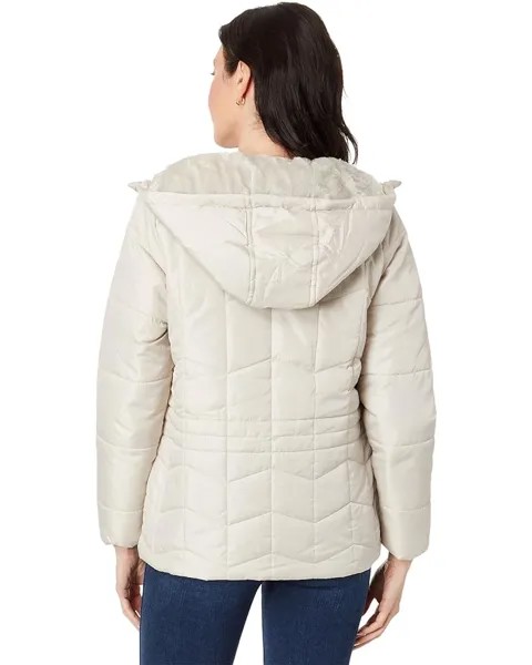 Пуховик U.S. POLO ASSN. Zigzag Wave Cozy Faux Fur Lining Hooded Quilted Puffer, цвет Winter Pearl