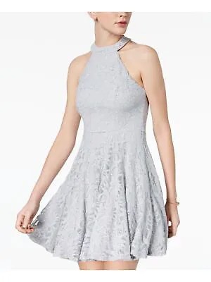 B DARLIN Женское серебряное нейлоновое короткое платье без рукавов для выпускного + расклешенное платье для юниоров 1\2