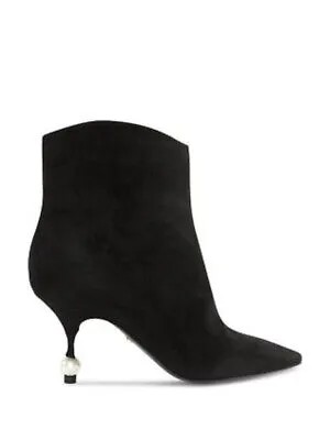 GIAMBATTISTA VALLI Женские черные кожаные ботильоны с острым носком на скульптурном каблуке 37