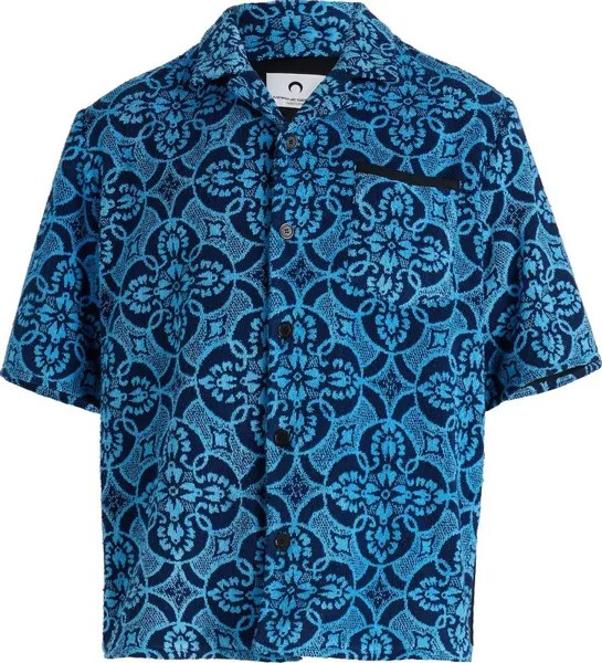 Рубашка Marine Serre Oriental Towels Bowling Shirt 'Oriental Aquarius', синий