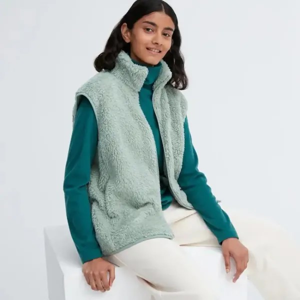 Жилет Uniqlo Lined Fleece, зеленый