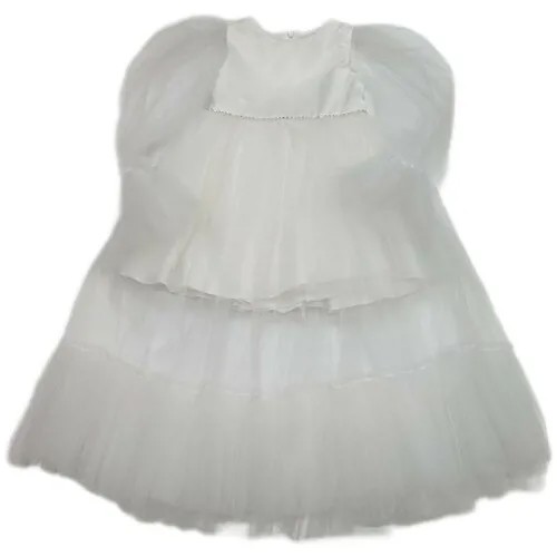 Платье нарядное, однотонное, размер 104, белый