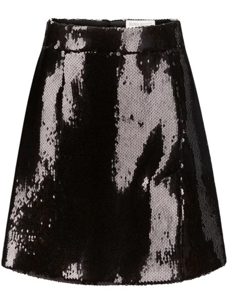 Nina Ricci юбка мини с пайетками, черный