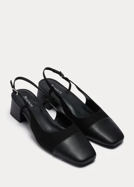 Черные туфли на блочном каблуке с носком Papaya