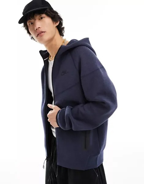 Темно-синяя куртка с капюшоном Nike Tech Fleece