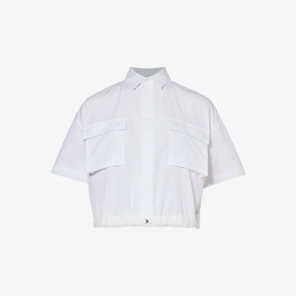Укороченная рубашка из хлопкового поплина с завязками по краю Sacai, белый