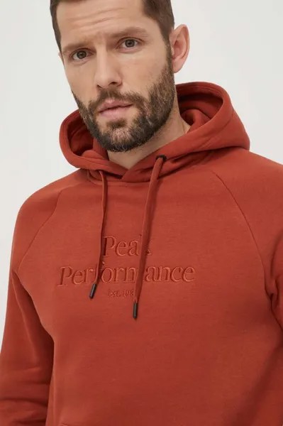 Толстовка с капюшоном Peak Performance, коричневый