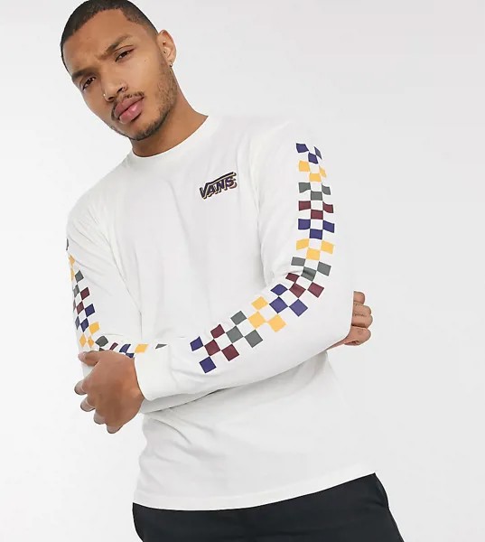 Кремовый лонгслив с отделкой в шахматную клетку Vans эксклюзивно для ASOS-Белый